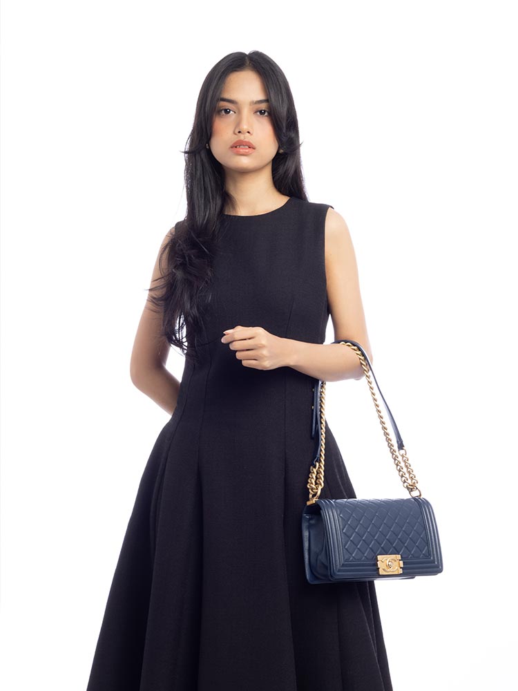 Lambskin Medium Boy Flap Bag Navy