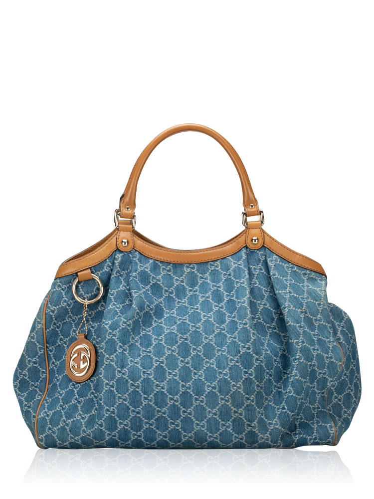 GG Denim Large Sukey Tote Blue
