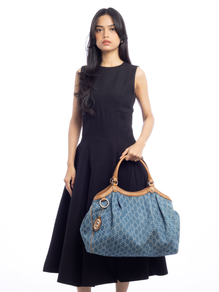 GG Denim Large Sukey Tote Blue
