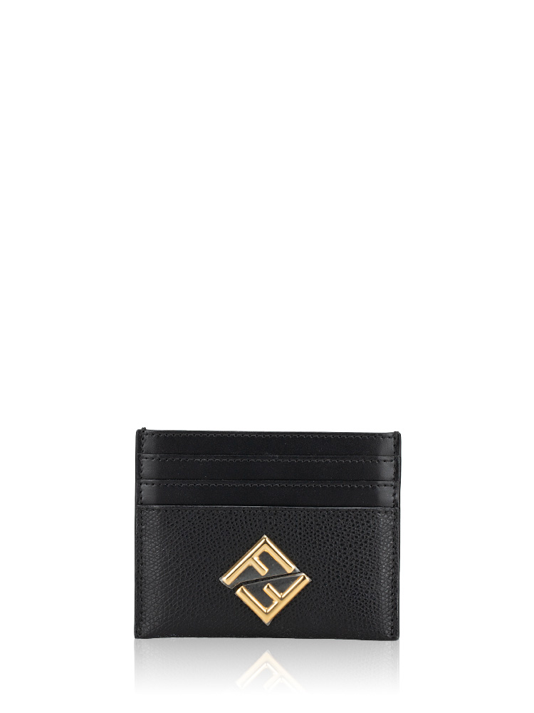 Calfskin FF Diamonds Card Case Black