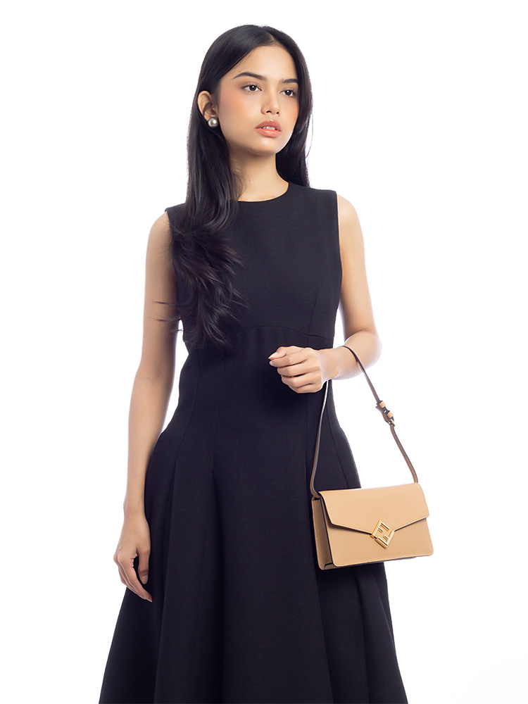 Calfskin FF Diamonds Wallet On Chain Brown