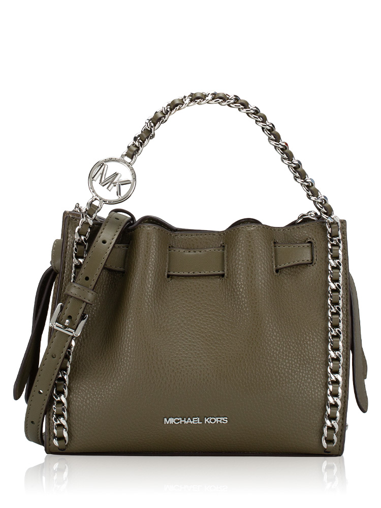 Mina Leather Small Chain Crossbody Olive