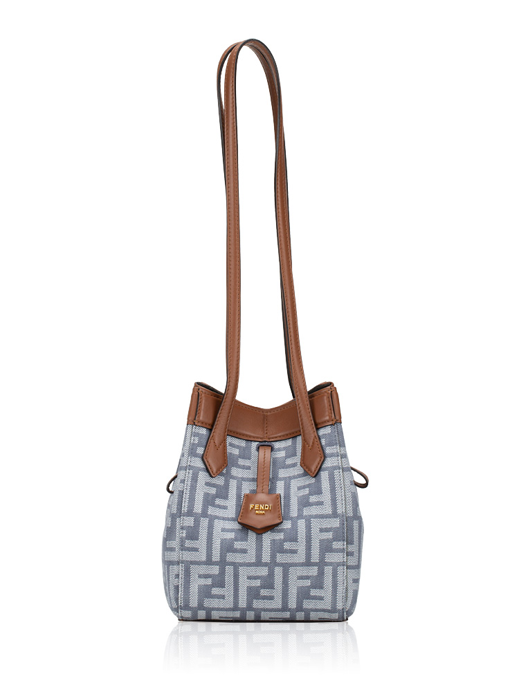 Denim Jacquard FF Origami Mini Tote Myrtle Dark Nut