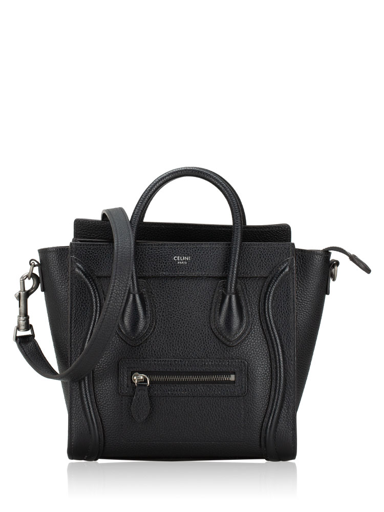 Drummed Calfskin Nano Luggage Black