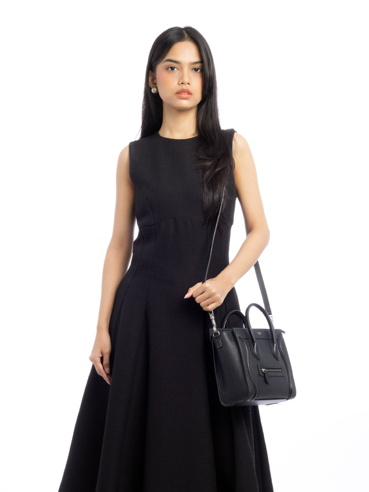 Drummed Calfskin Nano Luggage Black