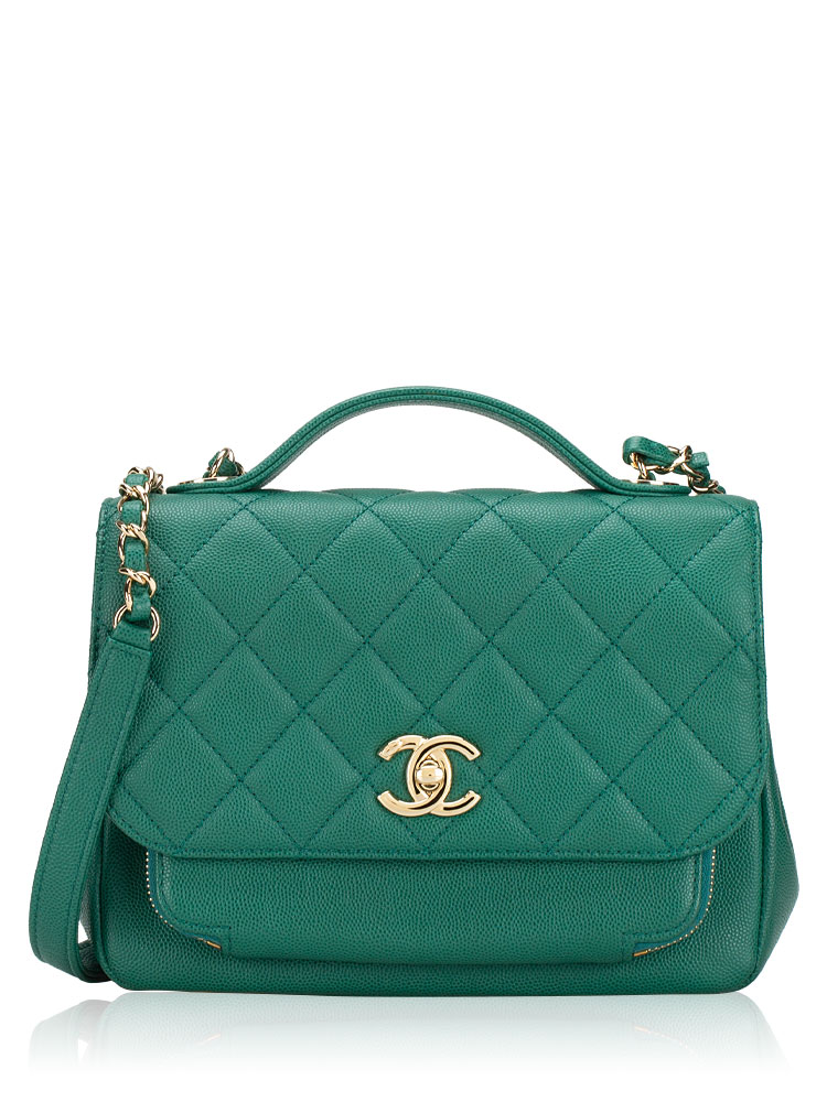 Caviar Business Affinity Medium Flap Bag Green