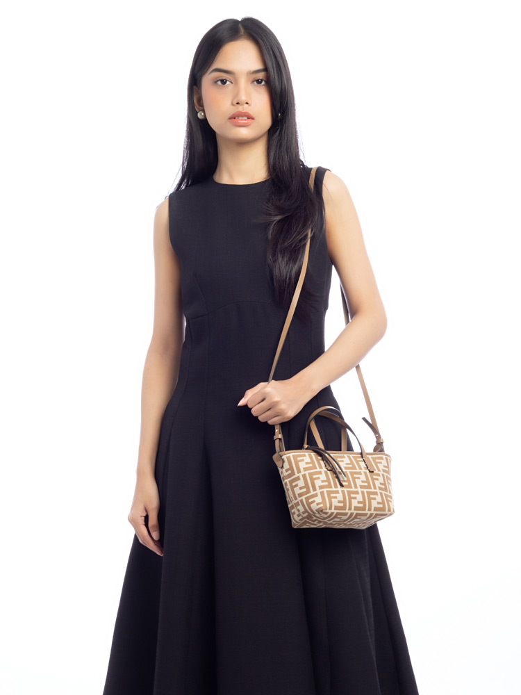 Denim Jacquard FF Mini Roll Tote Dove White Dove