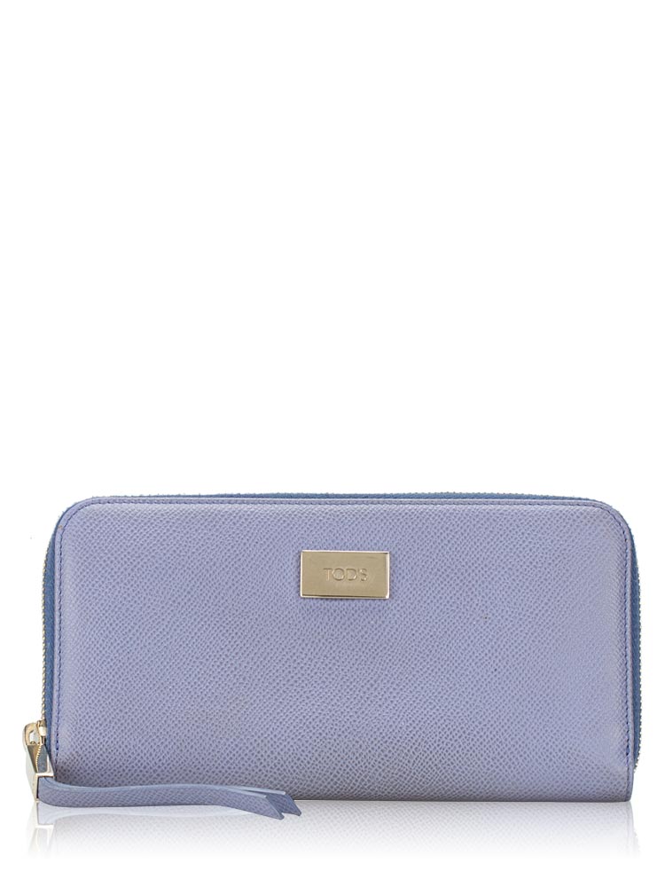 Calfskin Passo Zip Wallet Blue