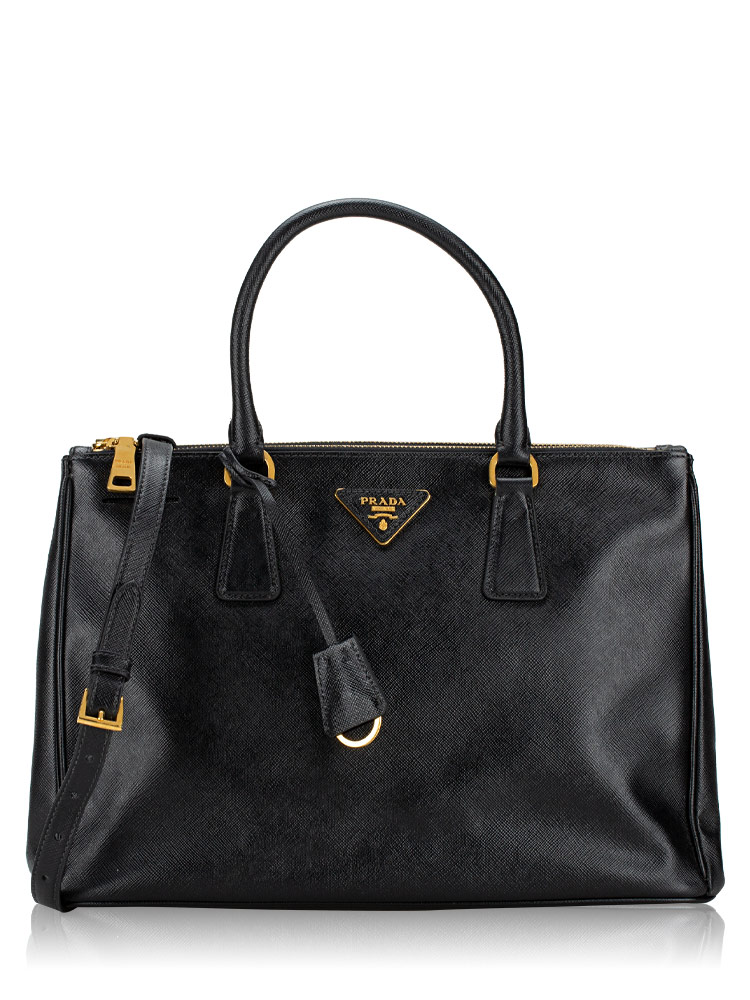 Saffiano Lux Double Zip Tote Nero