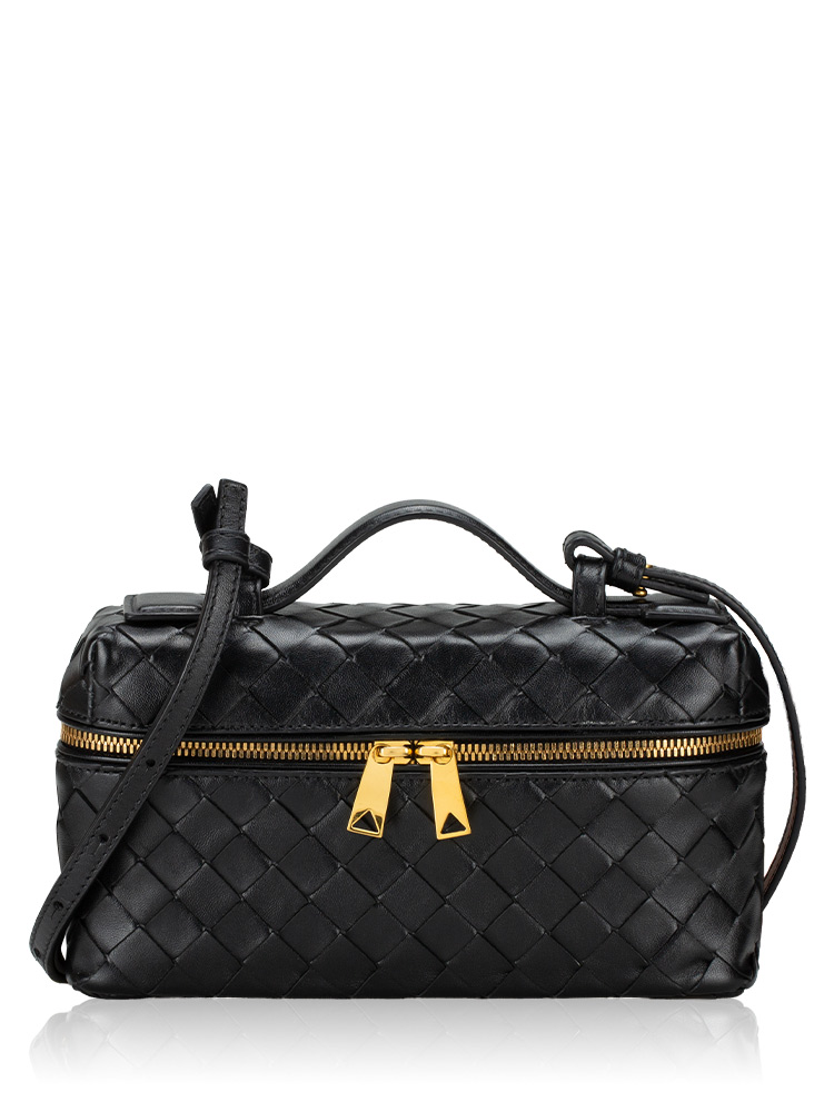 Calfskin Intrecciato Bang Bang Vanity Case Black