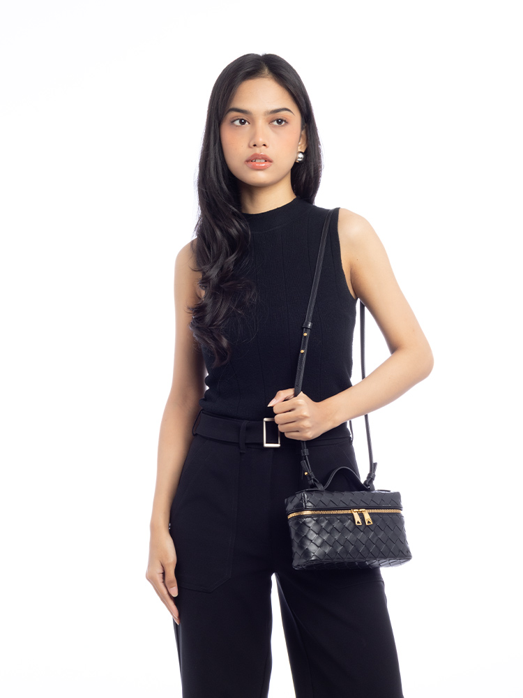 Calfskin Intrecciato Bang Bang Vanity Case Black