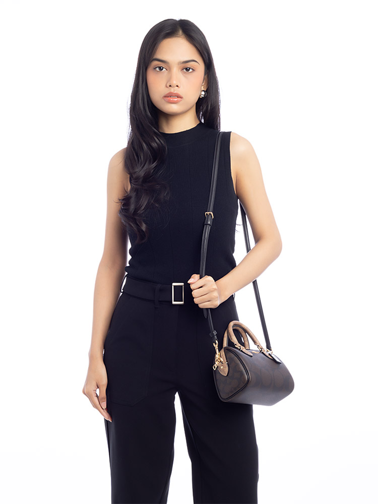 CAB16 Signature Blocked Rowan Mini Crossbody Walnut Tan