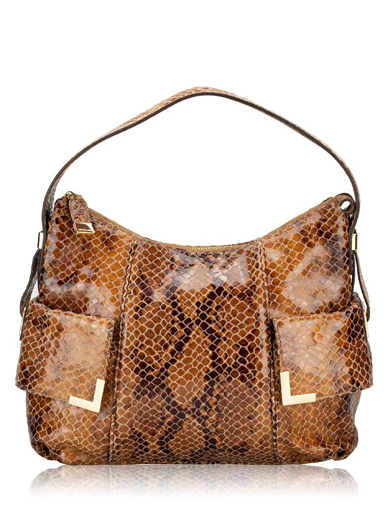 Python Snakeskin Shoulder Bag Sand