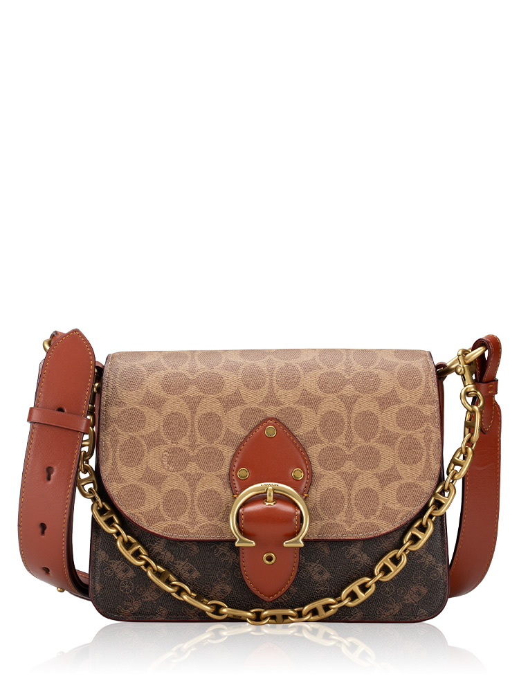 C2418 Horse And Carriage Signature Beat Shoulder Bag Tan Rust