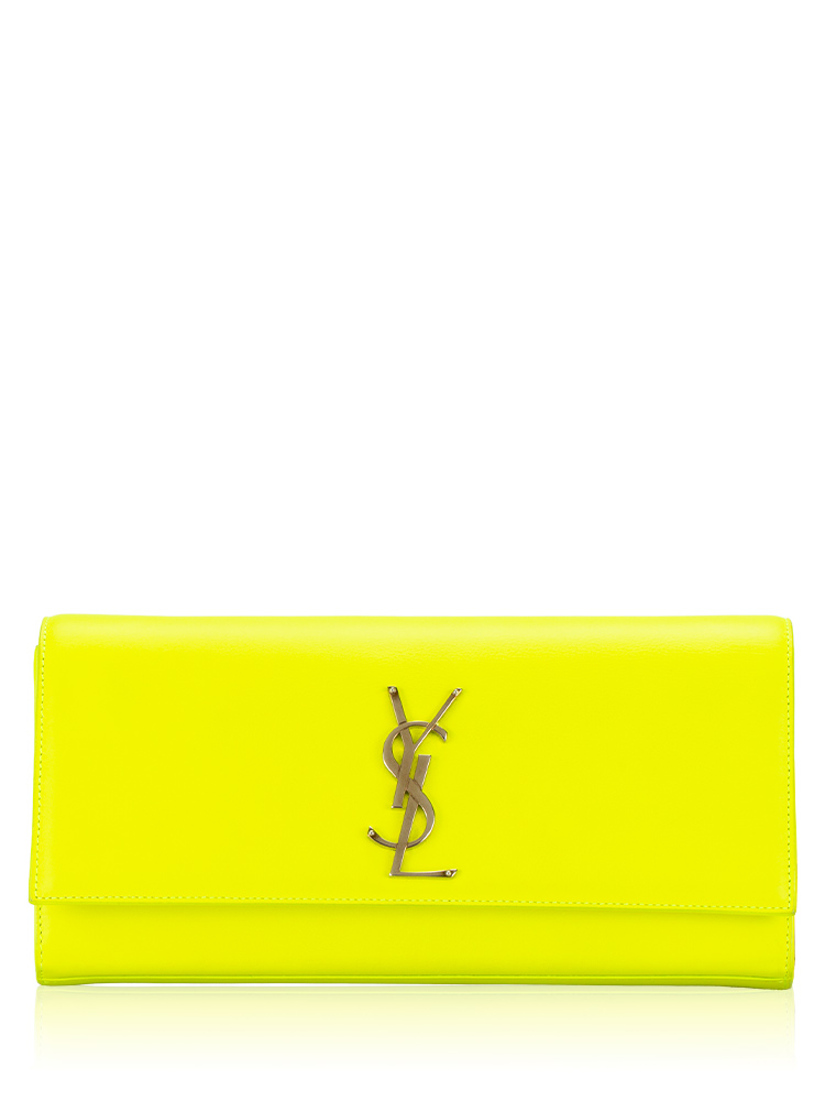 Calfskin Cassandre Monogram Clutch Neon Yellow