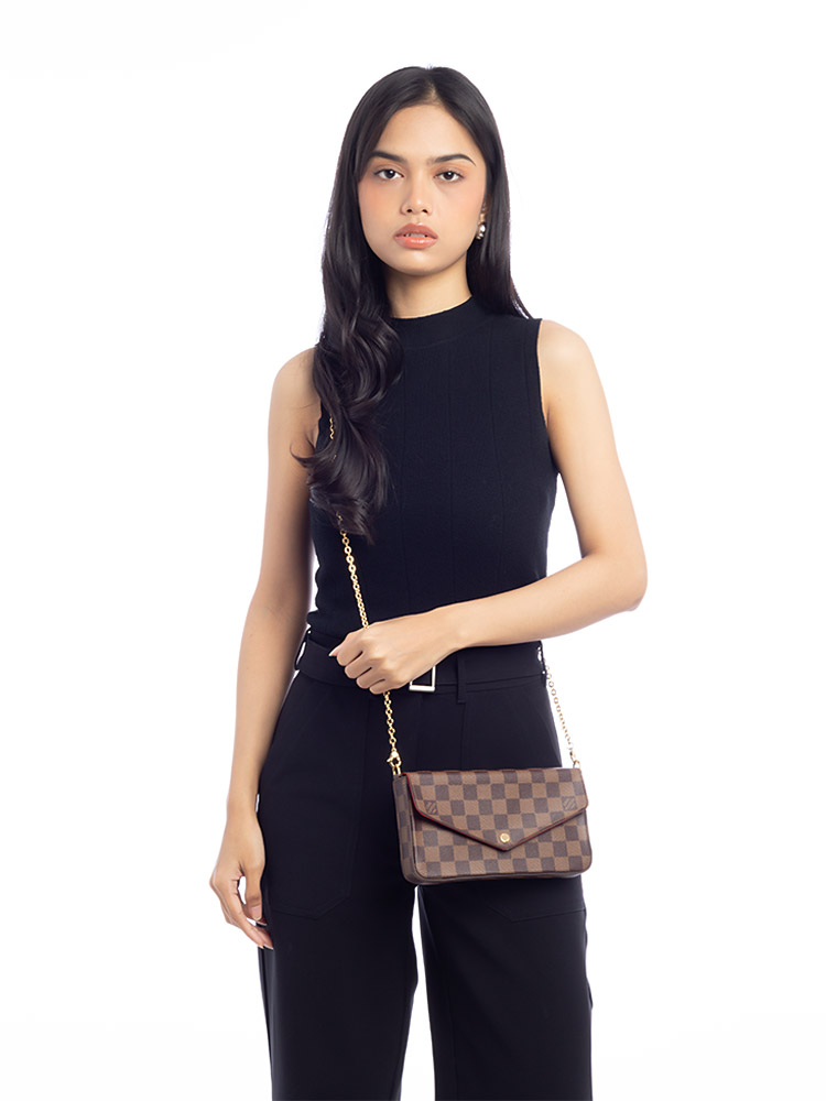 Damier Ebene Pochette Felicie Cerise