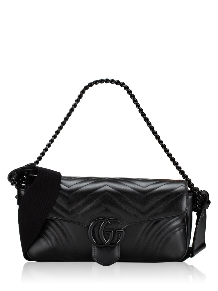 GG Marmont Matelasse Monochrome Small Shoulder Bag Black