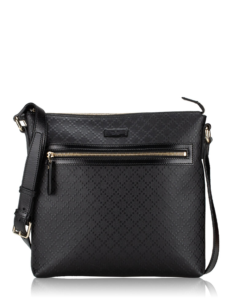 Calfskin Diamante Messenger Black