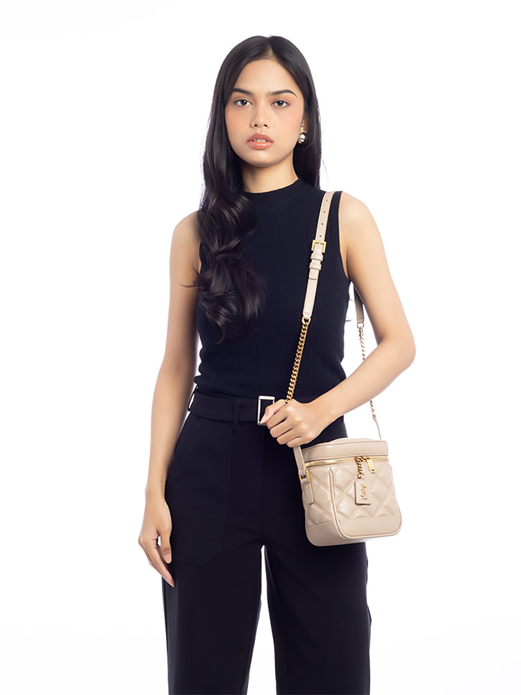 Grain de Poudre Quilted 80s Vanity Bag Dark Beige