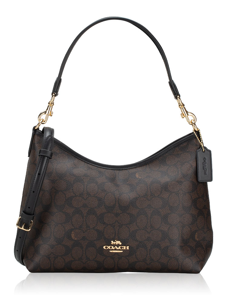 CV975 Signature Laurel Shoulder Bag Walnut Black