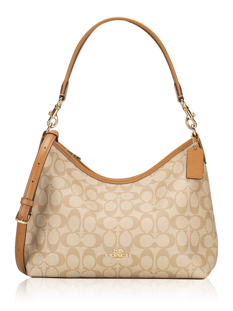 CR149 Signature Laurel Shoulder Bag Light Khaki Light Saddle