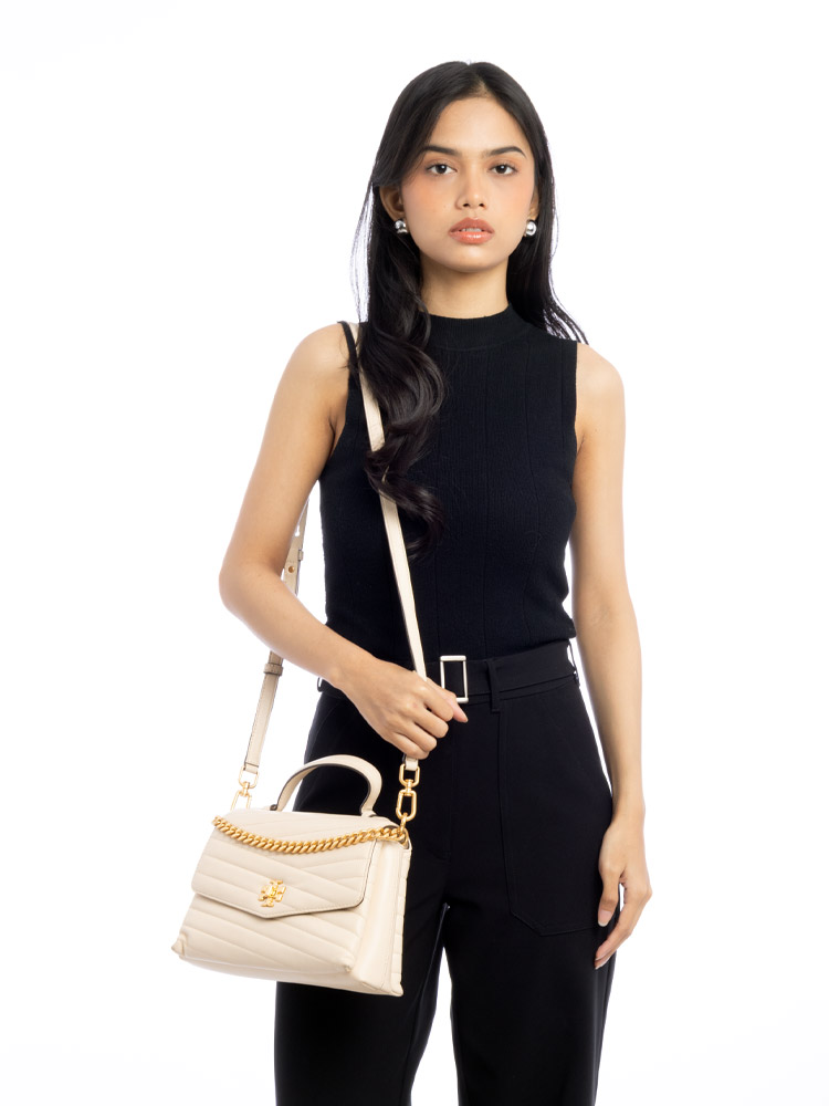 Kira Chevron Top Handle Satchel New Cream 