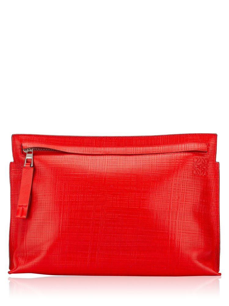 Calfskin Linen T Pouch Red