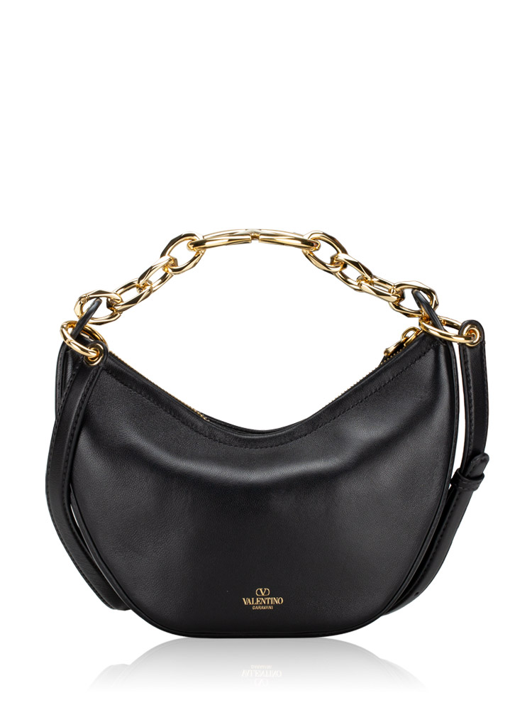Calfskin Mini VLogo Moon Hobo Black