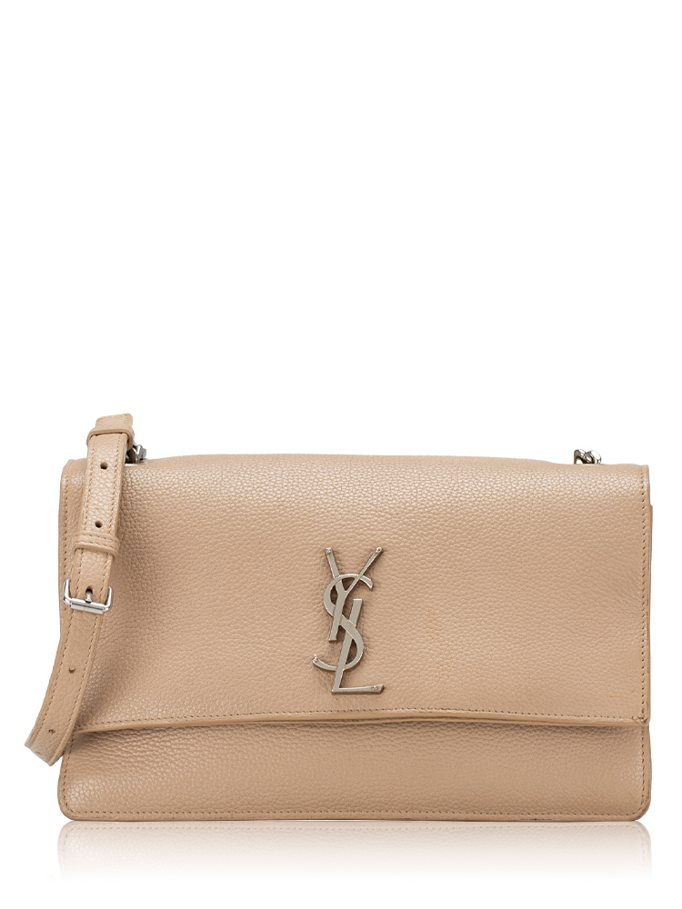 Calfskin Embossed Monogram Sunset Medium Shoulder Bag Dark Beige