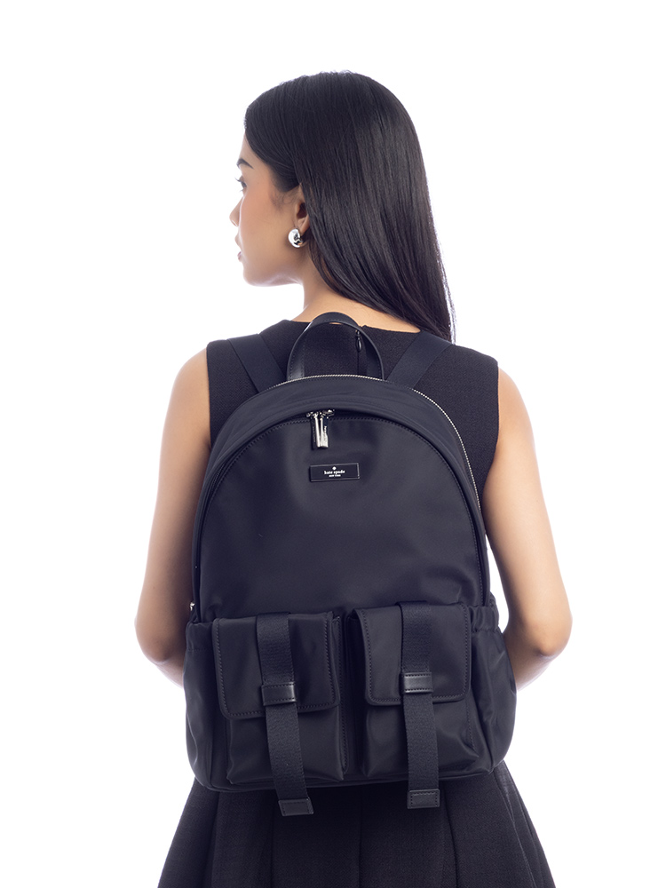 Carter Cargo Nylon Large Backpack Black