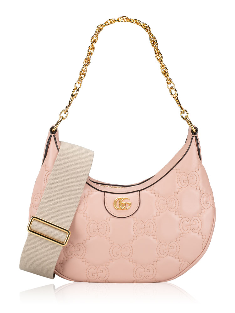 Calfskin GG Matelasse Small Hobo Perfect Pink