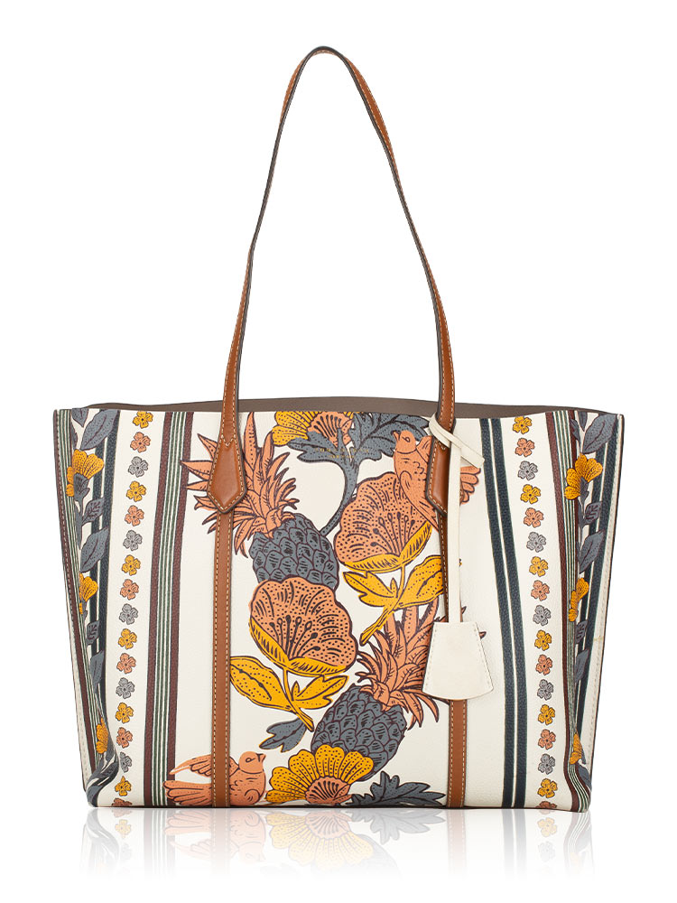 Perry Printed Triple Compartment Tote Orange Wonderland Vine