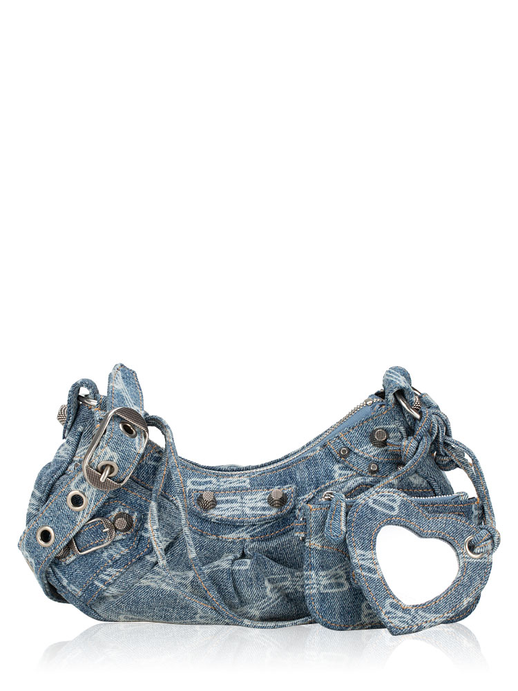 Bleached Denim BB Le Cagole XS Shoulder Bag Blue