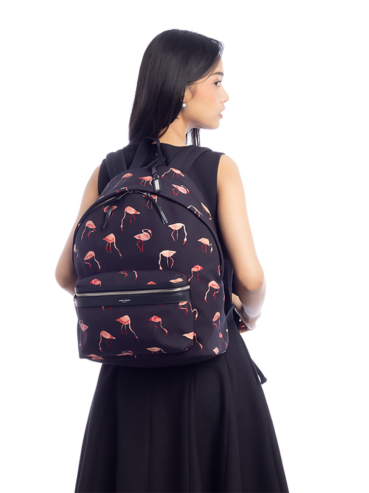 Nylon Flamingo City Backpack Pink Black