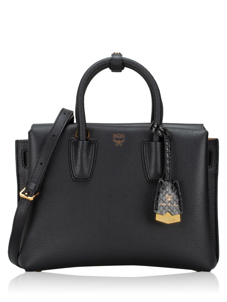 Grained Calfskin Milla Small Tote Black