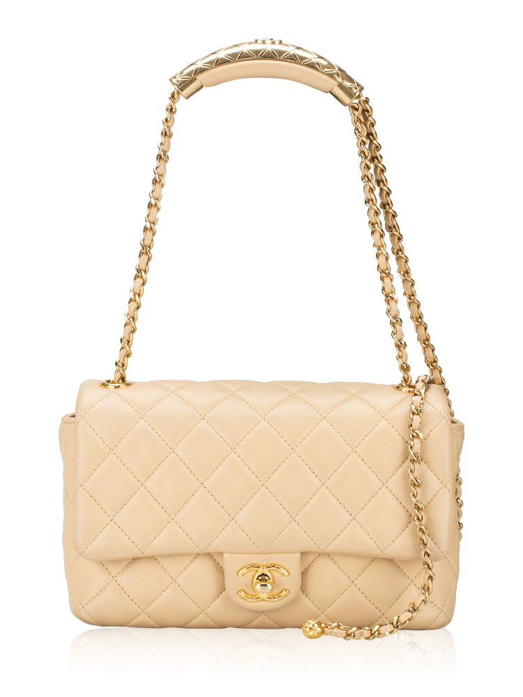 Lambskin Coco Crush Mini Flap Bag Beige