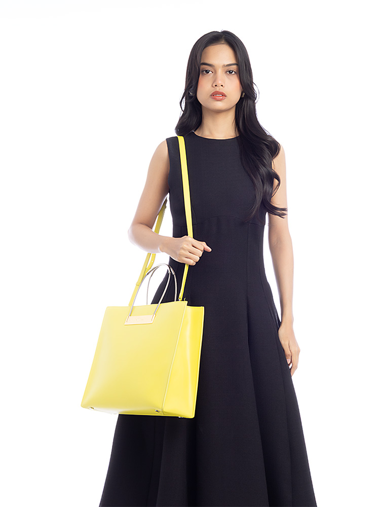 Calfskin Cable M Shopper Yellow