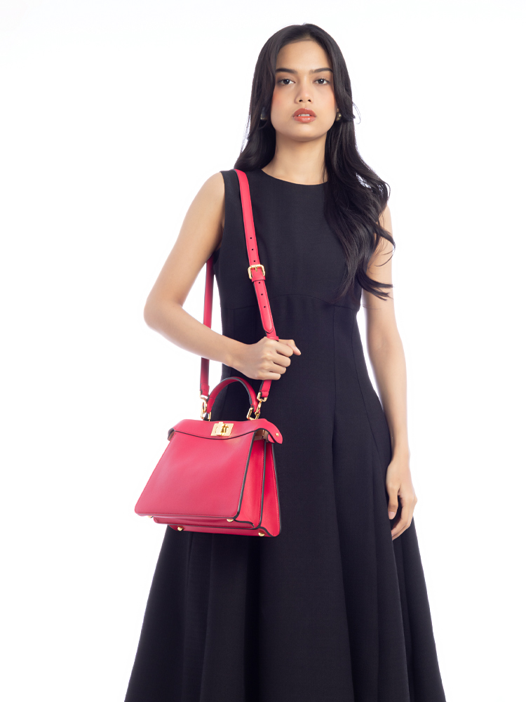 Calfskin Peekaboo Iseeu Small Satchel Lampone