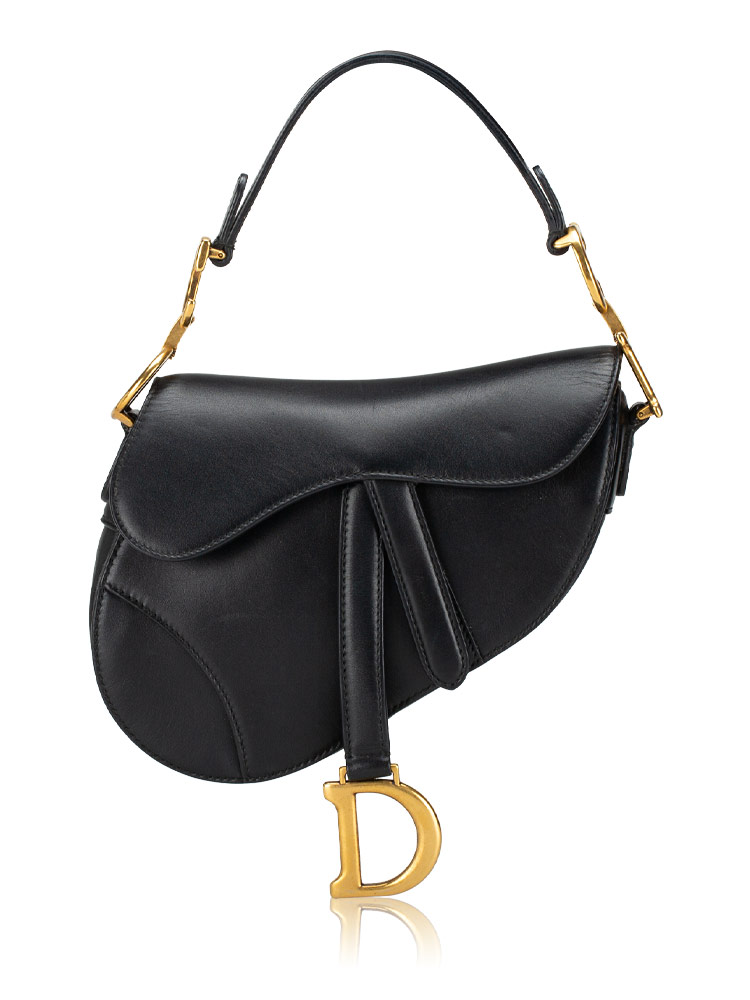 Calfskin Mini Saddle Bag Black