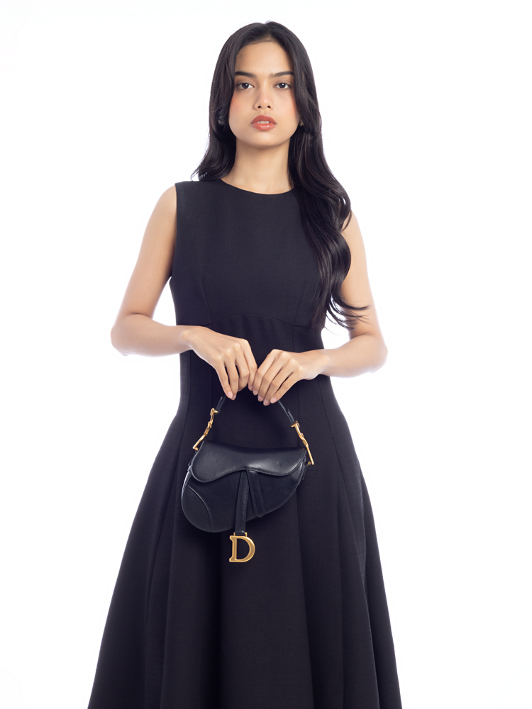 Calfskin Mini Saddle Bag Black