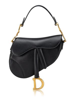 Calfskin Mini Saddle Bag Black