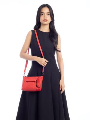 3D Leather Small Crossbody Red