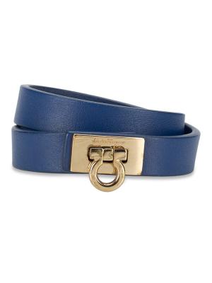 Gancini Lock Double Wrap Bracelet Navy