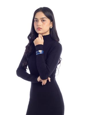 Gancini Lock Double Wrap Bracelet Navy