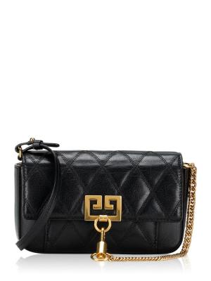 Goatskin Quilted GV3 Pocket Mini Shoulder Bag Black