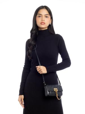 Goatskin Quilted GV3 Pocket Mini Shoulder Bag Black