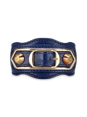 Gold Metallic Edge Cuff Bracelet Blue Sz M