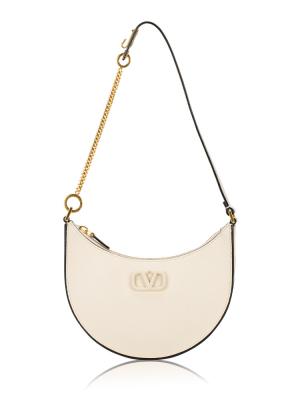 Calfskin Vlogo Mini Hobo Ivory