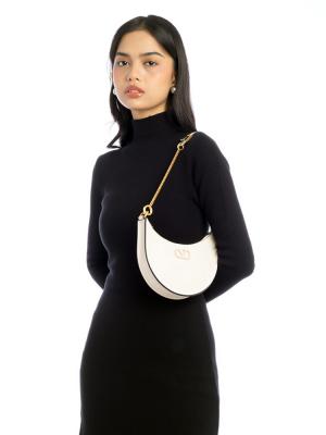 Calfskin Vlogo Mini Hobo Ivory