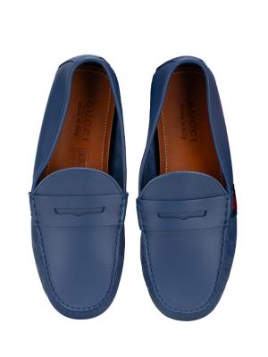 Men Calfskin Web Kanye Loafers Blue Sz 6
